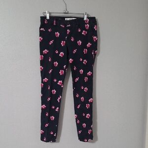 Abercrombie & Fitch Floral Ankle Jeans - Black and Red